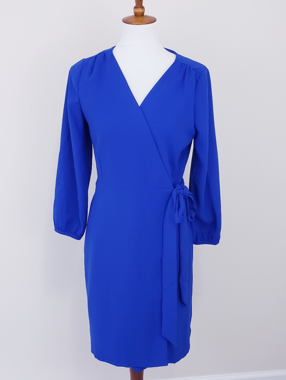 J.Crew Wrap Dress 365 Crepe Royal Cobalt Blue Size 6 Office Work Career Dress